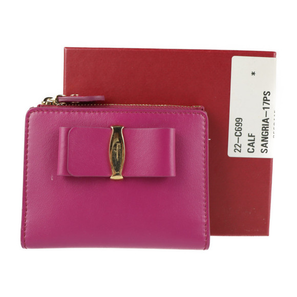 Salvatore Ferragamo Vara Calf Card Case Sangria - Picture 9 of 9